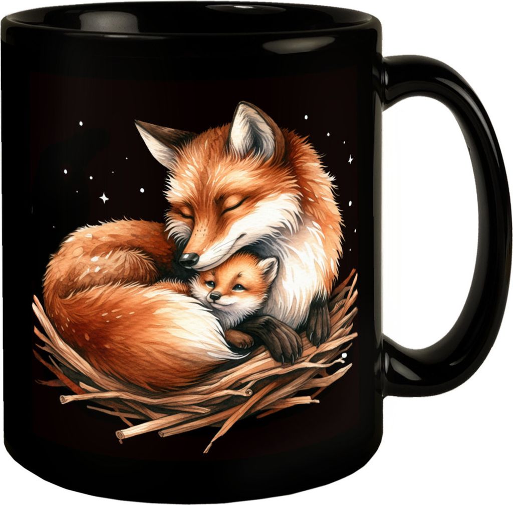 Mamafuchs Tasse schwarz in Schwarz