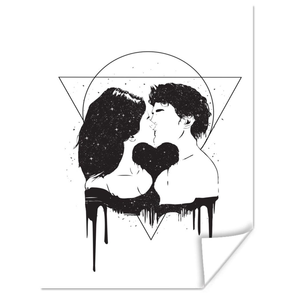 MuchoWow Poster Liebe - Kuss - Formen - Weiß 90x120 cm - Wohnzimmer