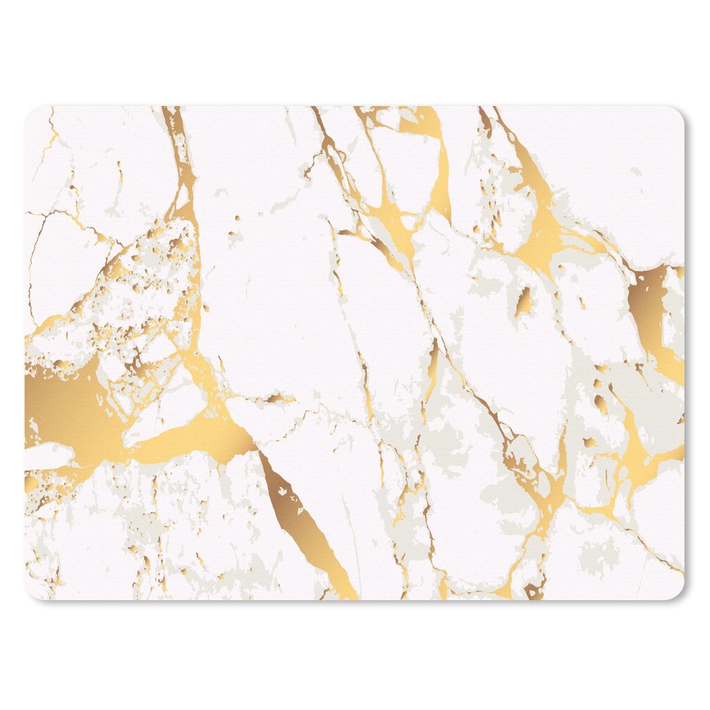 MuchoWow Mauspad Mousepad Marmor - Gold - Weiß - Chic 23x19 cm - Mousepads - Maus Mat - Pad - Mausunterlage - Schreibtischunterlage - Mauspad