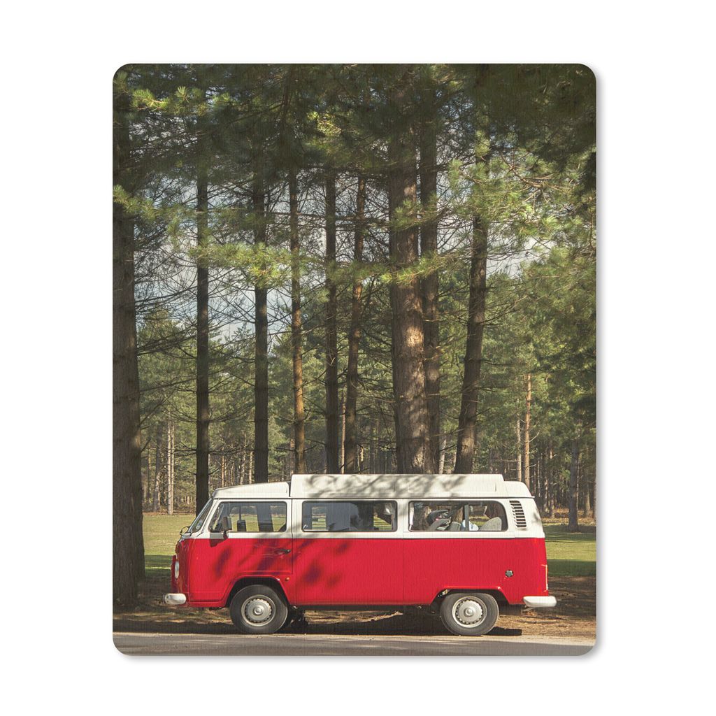 MuchoWow Mauspad Mousepad Bus - Bäume - Rot 30x40 cm - Mousepads - Maus Mat - Pad - Mausunterlage - Mausmatten