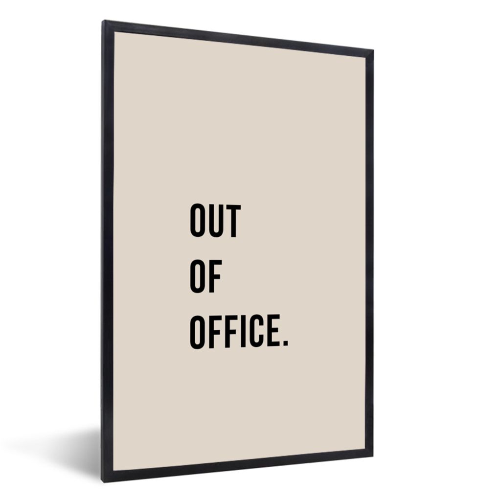 MuchoWow Gerahmtes Poster Zitate - Außer Haus - Beige 20x30 cm - Poster mit Schwarzem Bilderrahmen Wandposter Rahmen Foto Bilder - Drucken - Bil...