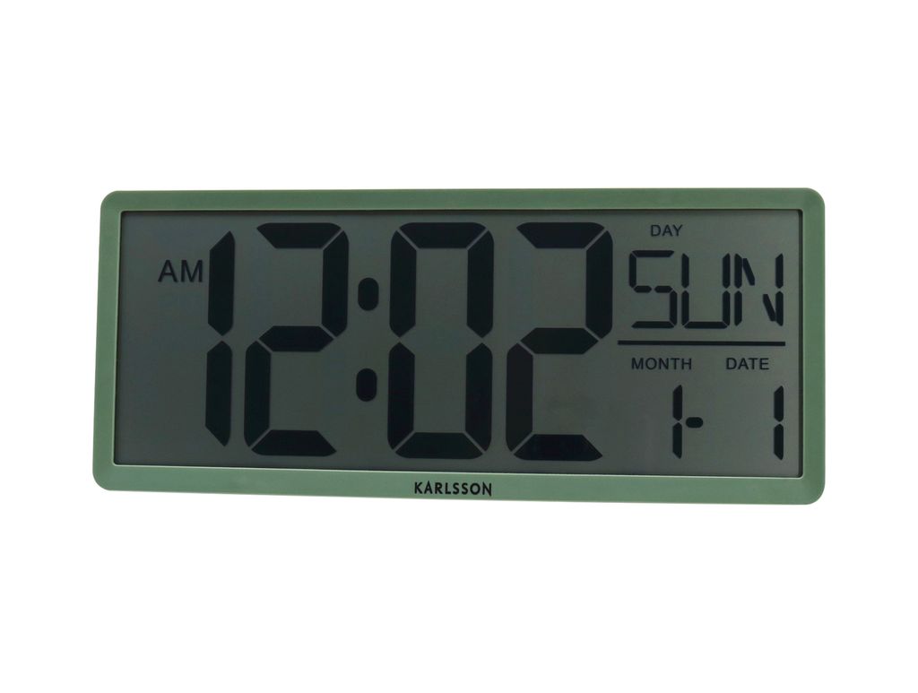 Karlsson - Wand-/Tischuhr Retro LCD - Dschungelgrün