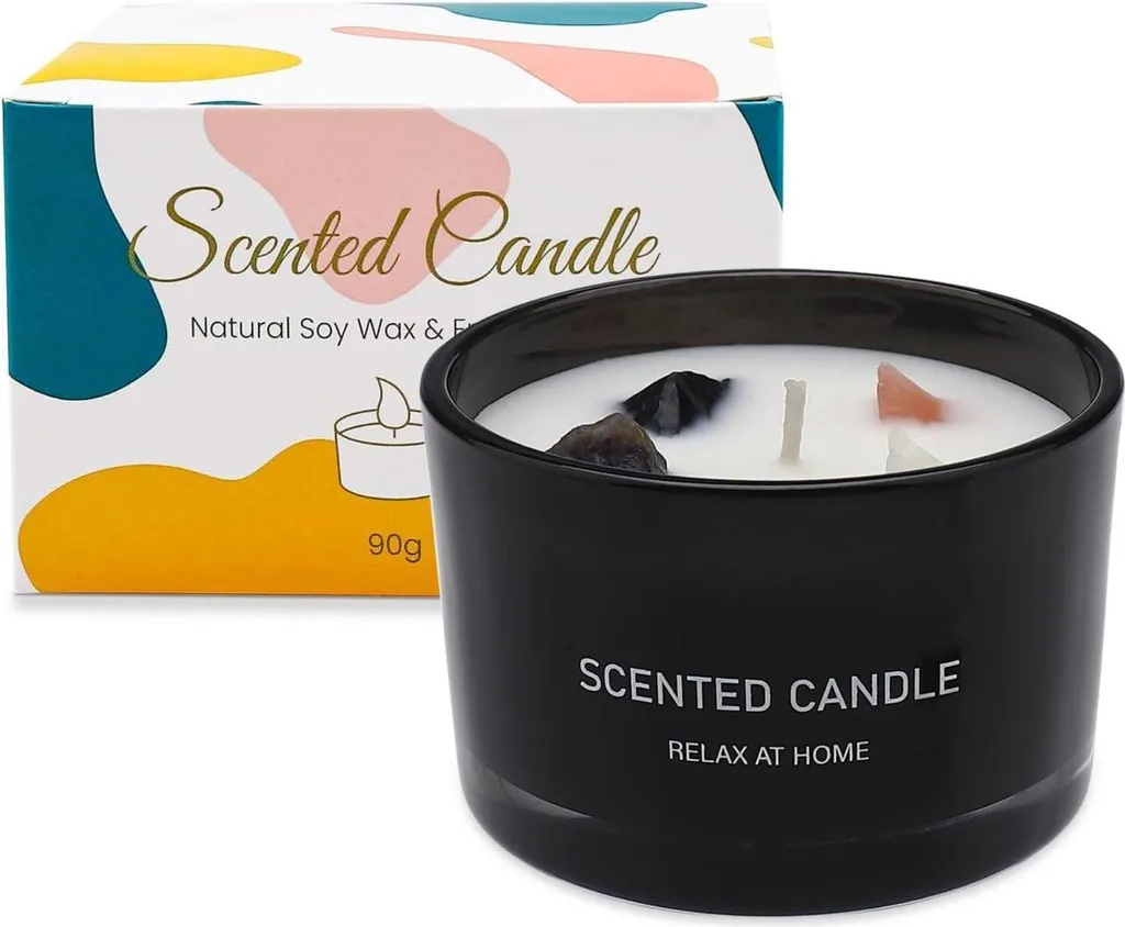 Bougie Mandarine Noire Anti-Odeur Cire de Soja Naturelle 270g Jasmin