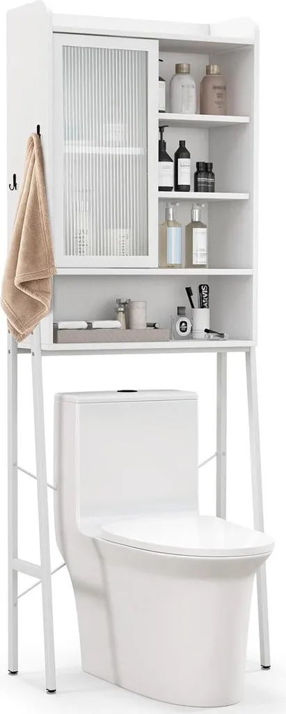 Meuble WC et machine à laver blanc pour optimiser petits espaces 170cm