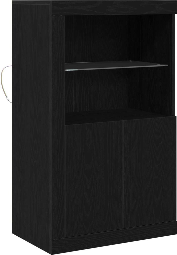 vidaXL LED-Sideboard Schwarz Eichen-Optik 60,5 x 37 x 100 cm