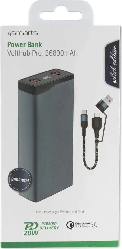 Powerbank 22.5W rapide avec triple port USB et USB-C pour smartphone