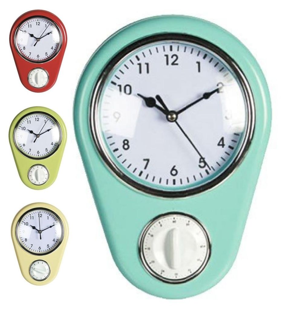 50er Jahre Retro Wanduhr Küchenuhr mit Kurzzeitmesser Produktbild 