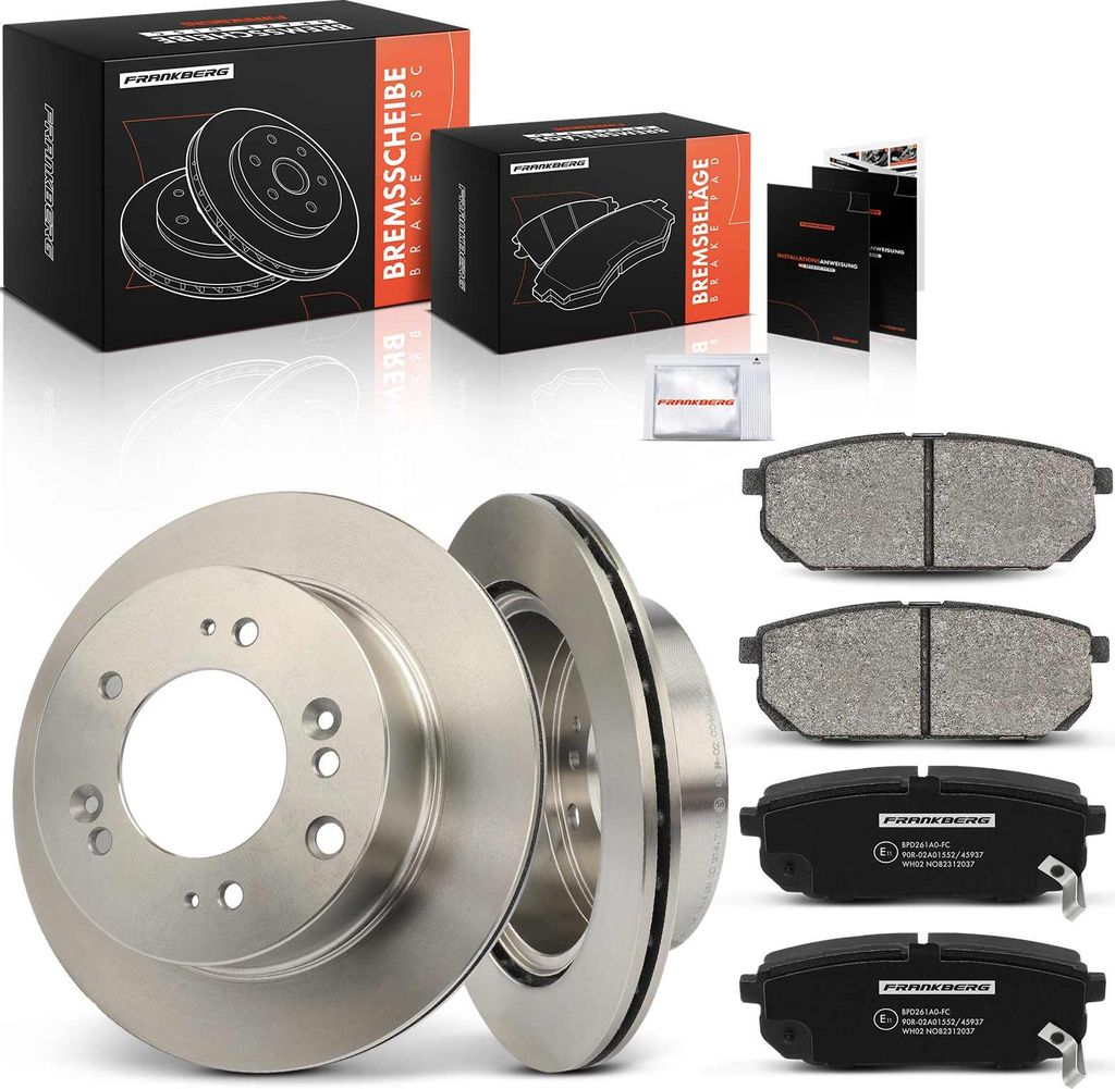 Frankberg 2x Bremsscheiben 4x Bremsbeläge Hinterachse für KIA Sorento I JC Sorento I Van 2.5L 3.3L 2005-2011
