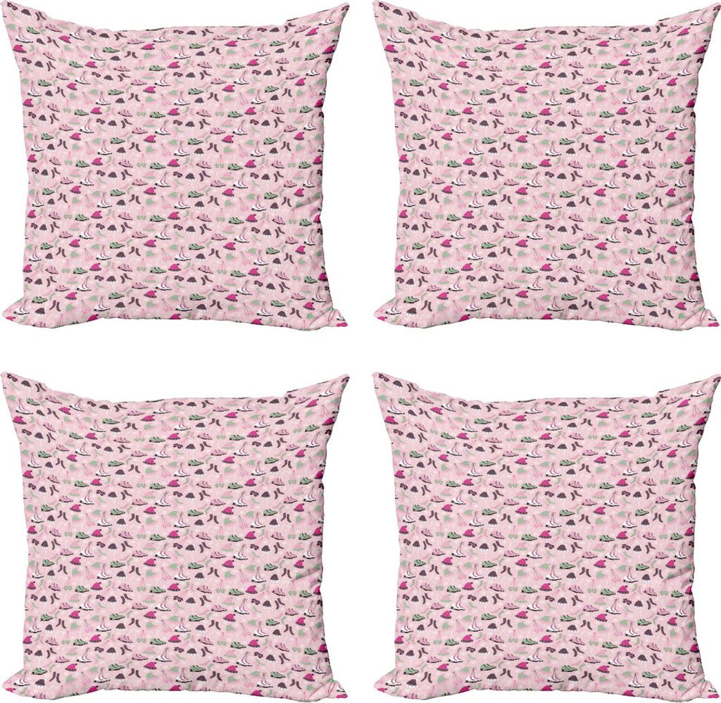 ABAKUHAUS Winter Kissenbezug Set (4 Stück), Socken Skates Mützen Fäustlinge, Moderner Doppelseitiger Digitaldruck, 60 cm x 60 cm, Pale resedagr...