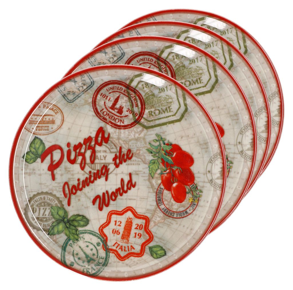 sada 4 talířů na pizzu Řím červená Ø 33 cm Servírovací Obrázek produktu 