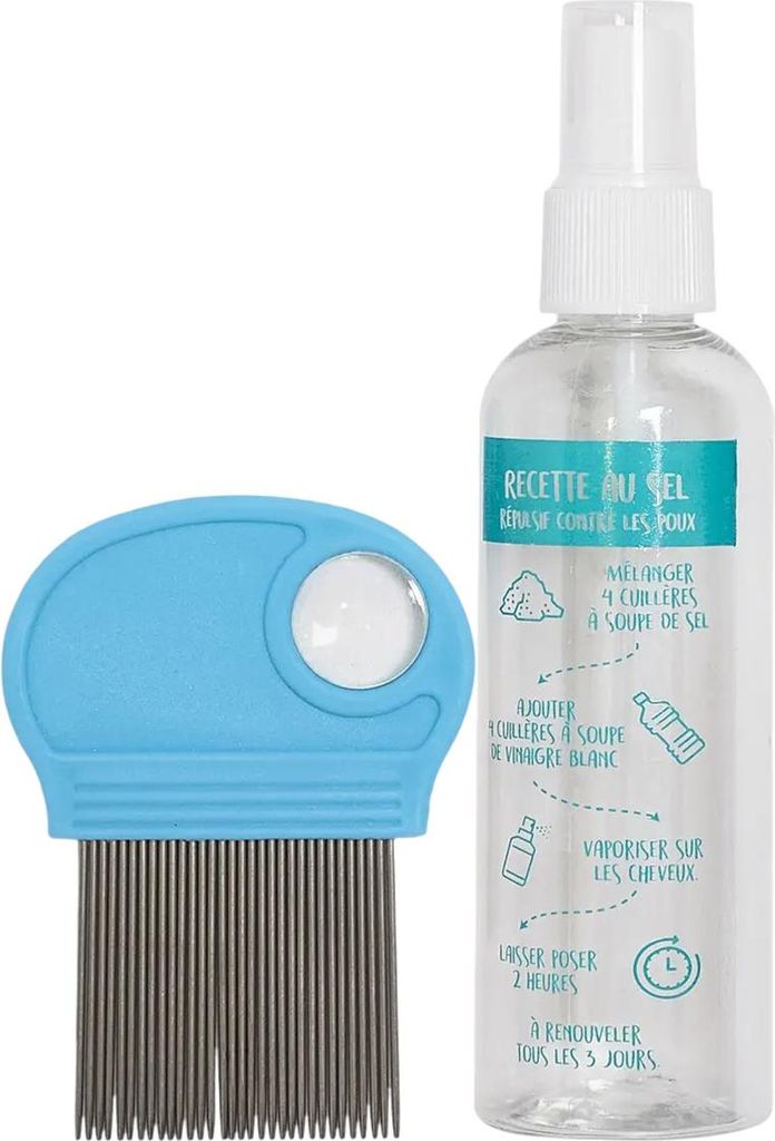Tom & Zoé, Läusekamm und Flasche 100 ml, Blau