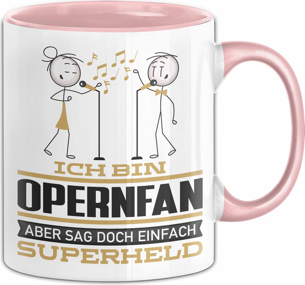 Opernfan Geschenk Tasse Ich Bin Opernfan Aber Sag Doch Einfach Superheld Lustige Geschenkdiee für Opernfan Kaffee-Becher (Rosa)