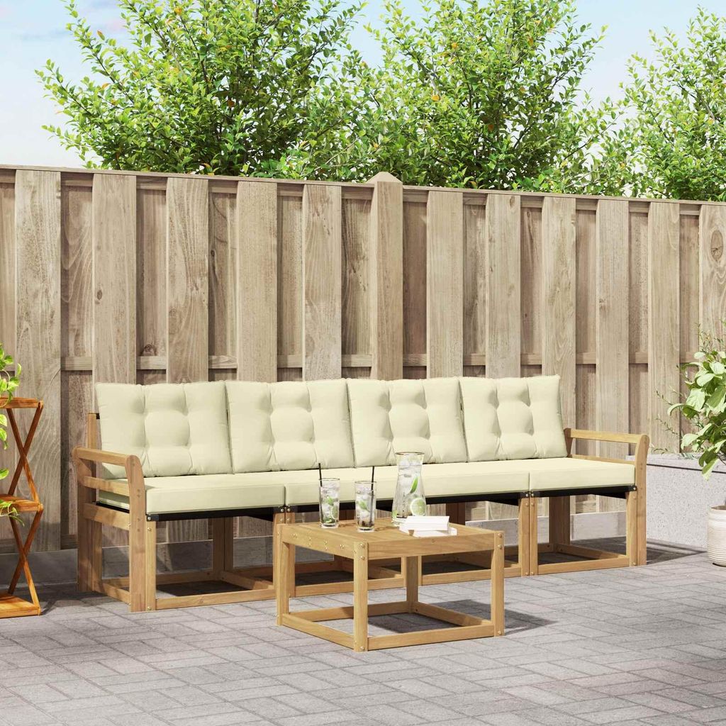Möbel Outdoor-Sofagarnitur mit Kissen 5 pcs Weiß und CremeGartensofas - Gartensofas c3559