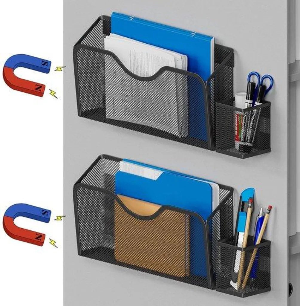 Porte-documents Magnétique sans Perçage - Support avec Porte-crayons x2