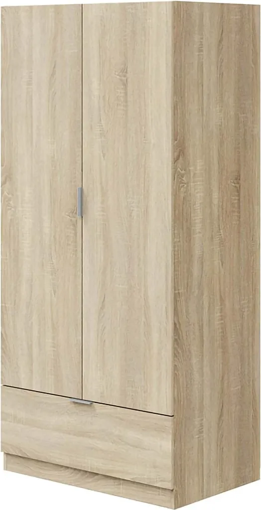 Armoire 2 Portes Finition Chêne Marron 80 cm, Design Compact Chic