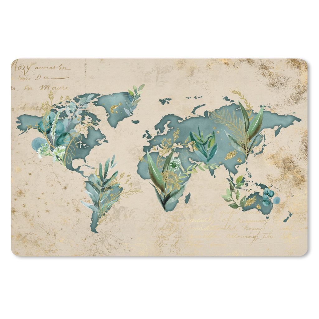 MuchoWow Schreibtischunterlage Weltkarte - Papyrus - Vintage 60x40 cm - XXL Mauspad - Großes Mauspad