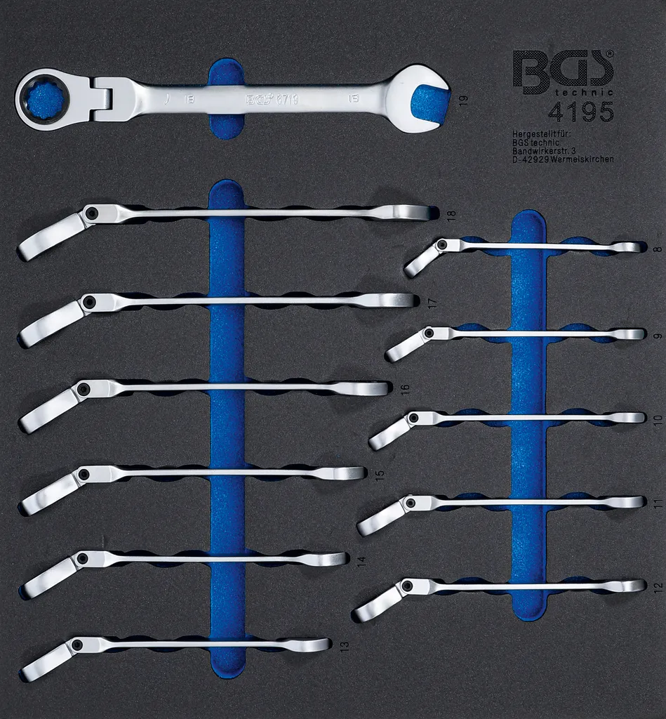 Set Chiavi Cricchetto Snodate BGS 4195 per Appassionati di Tuning