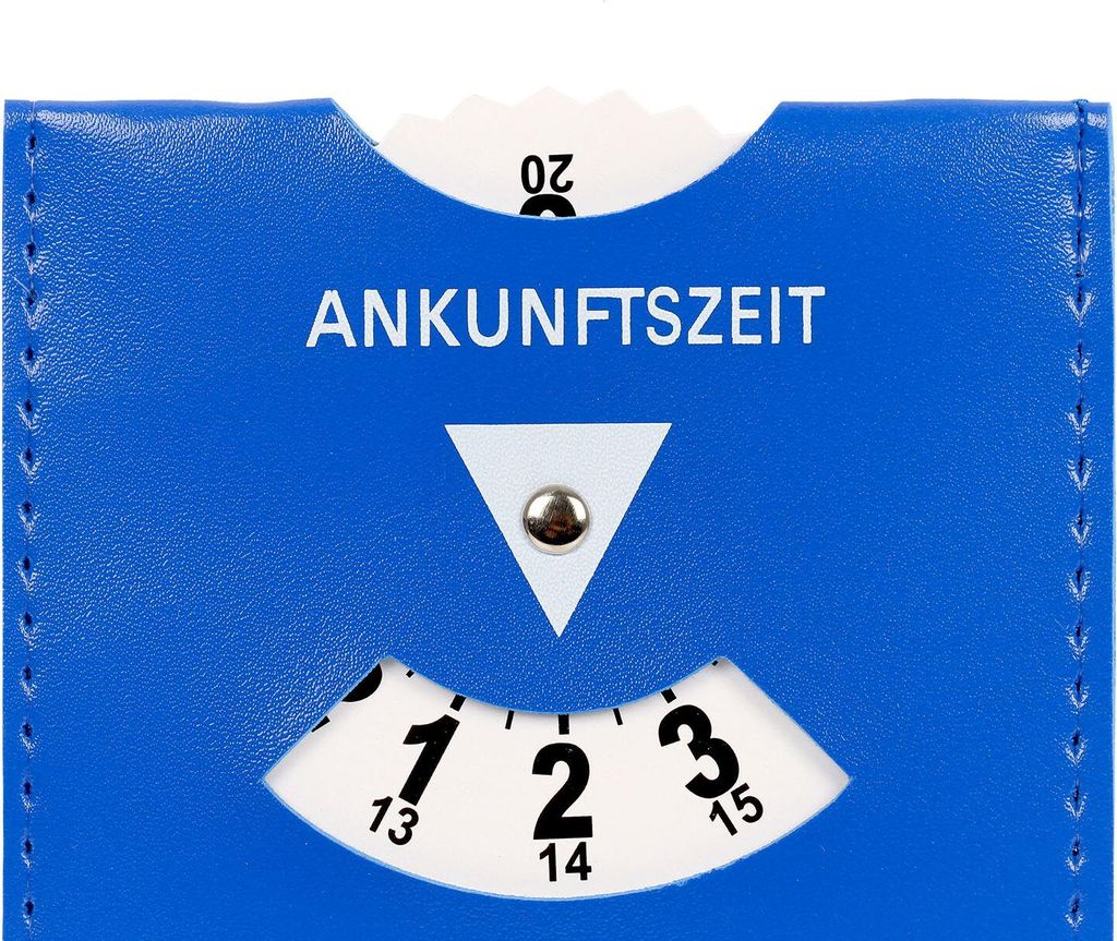 alca Parkscheibe nach EU-Norm – hitzebeständig, flexibel, aus Kunstleder, 11 x 15 cm, blau-weiß