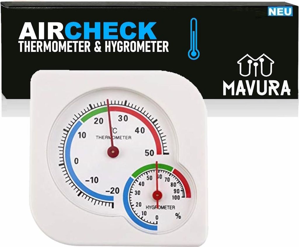 AIRCHECK Thermometer mit Hygrometer Innen Außen Garten Thermo analog
