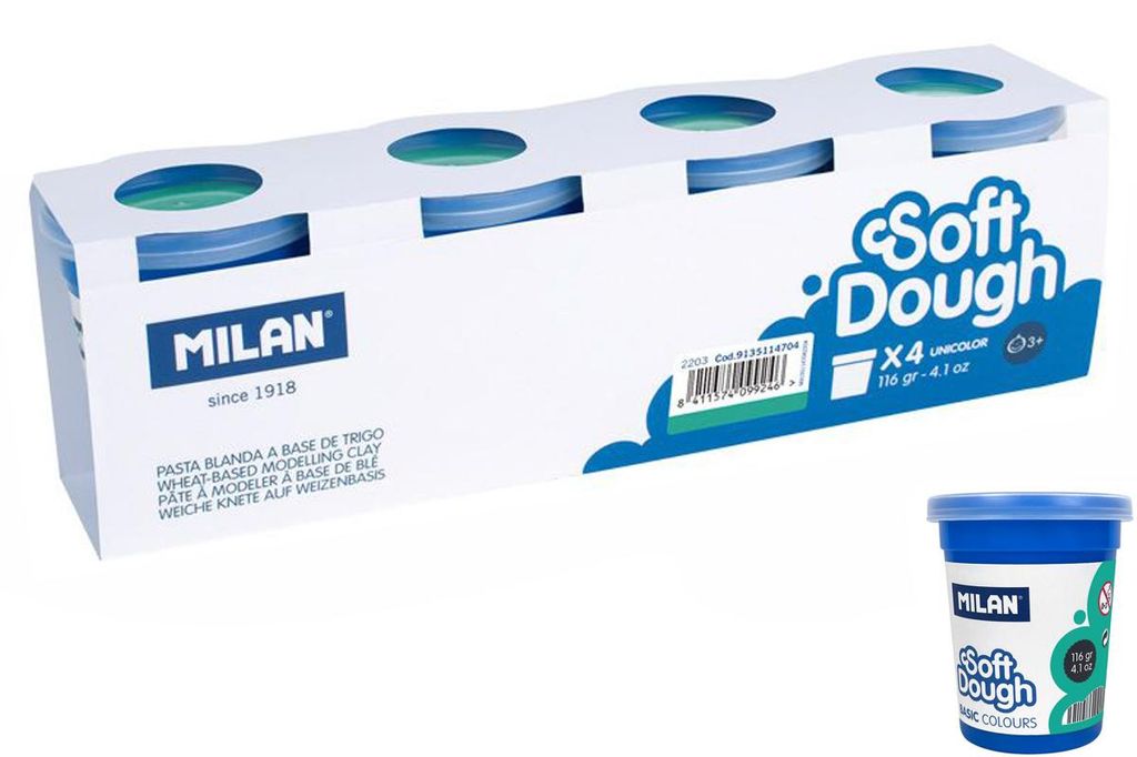 Ciastolina Milan basic 4 słoiczki x 116 g turkusowa