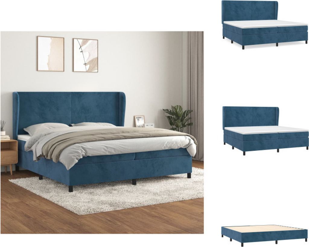 vidaXL Boxspringbett mit Matratze Dunkelblau 200x200 cm Produktbild 