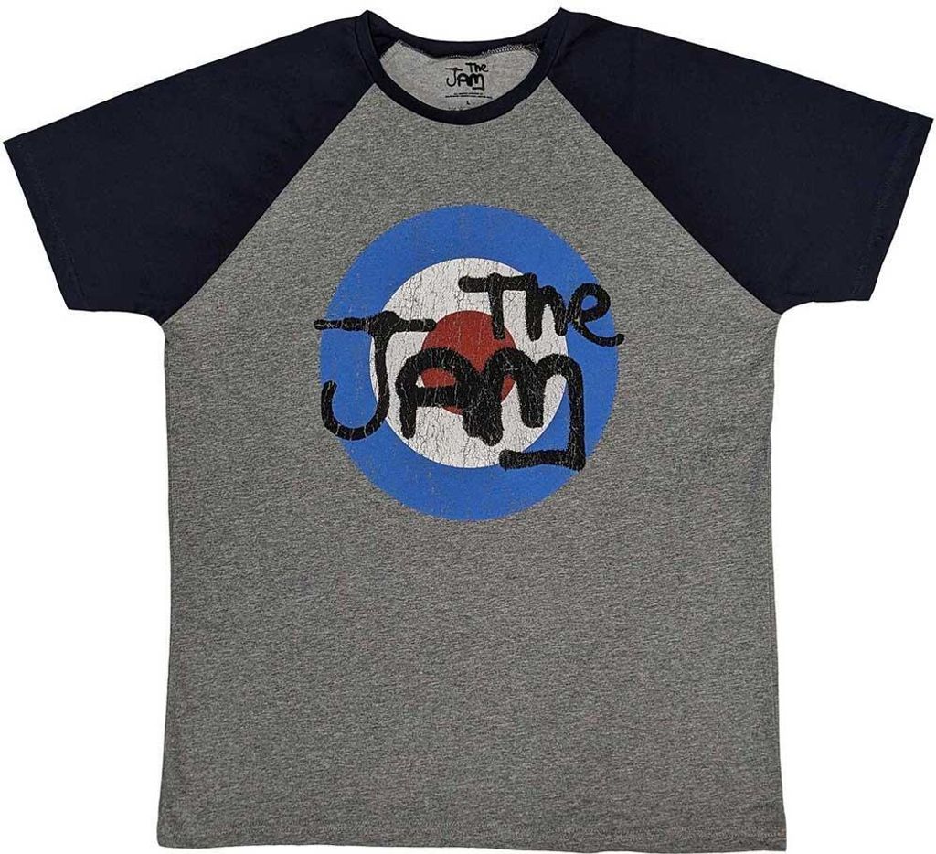 The Jam - T-Shirt Logo für Herren/Damen Uni Raglanärmel RO10205 (S) (Grau/Marineblau)