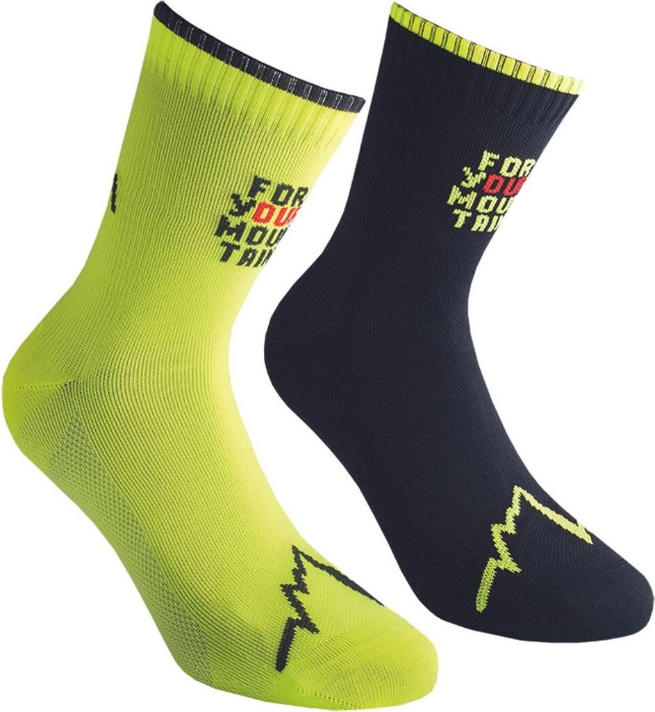 For Your Mountain Socks, La Sportiva Mountain Running Footwear, S, Black/Neon (Black) - La Sportiva