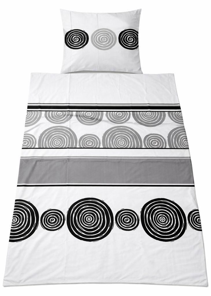 2-tlg. Biber Winter Bettwäsche, 155x220 +80x80 cm, schwarz, weiss, 100% Baumwolle, Übergröße