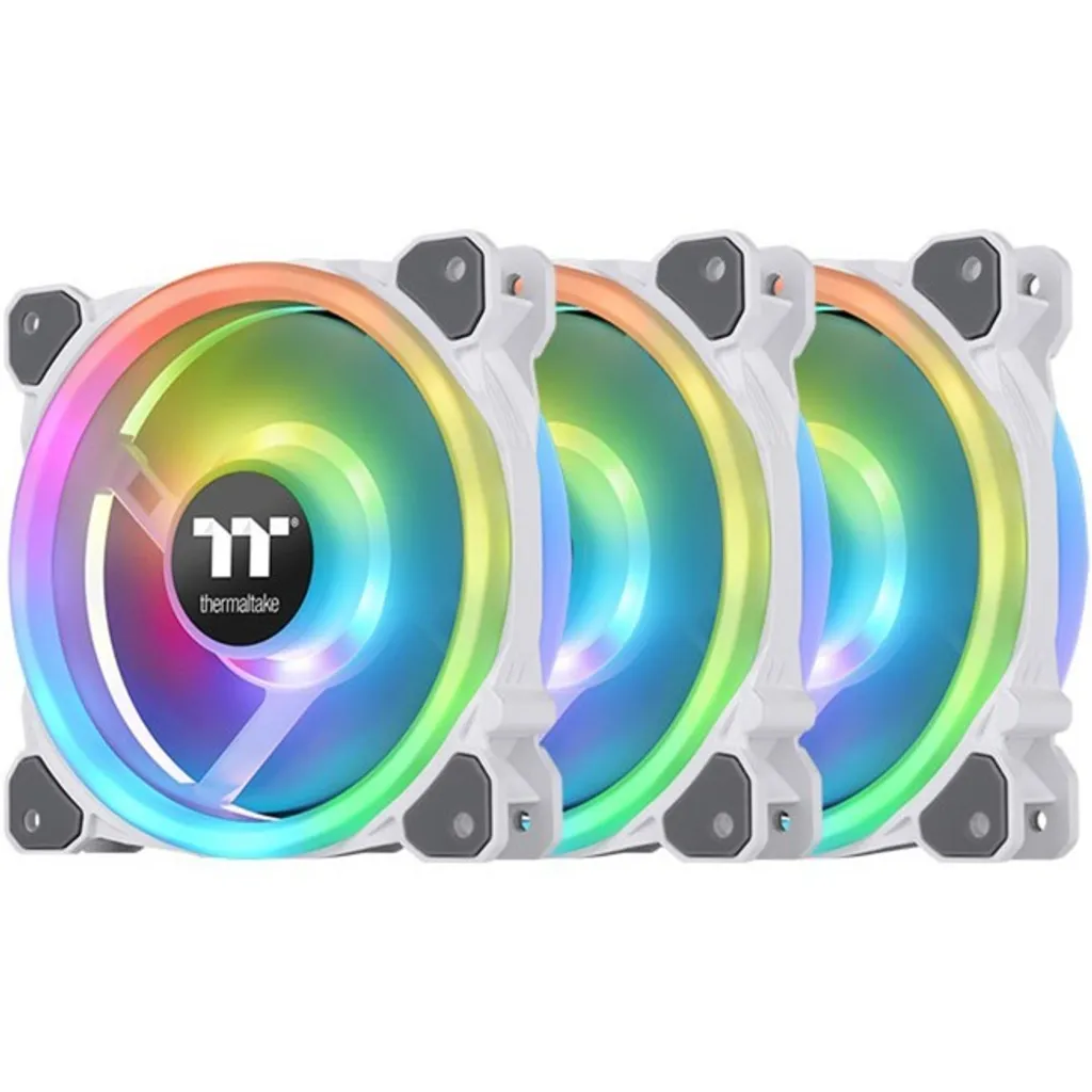 Ventilateur Boîtier 120mm RGB Blanc Thermaltake Riing Trio Pack de 3 PC