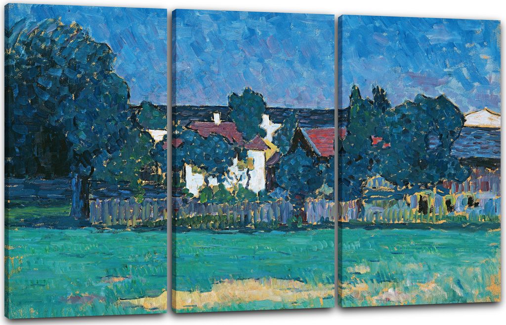 Leinwandbild 3-teilig (120x80cm): Alexej von Jawlensky - Wasserburger Landschaft, echter Holz-Keilrahmen inkl. Aufhänger, handgefertigt in Deutsch...