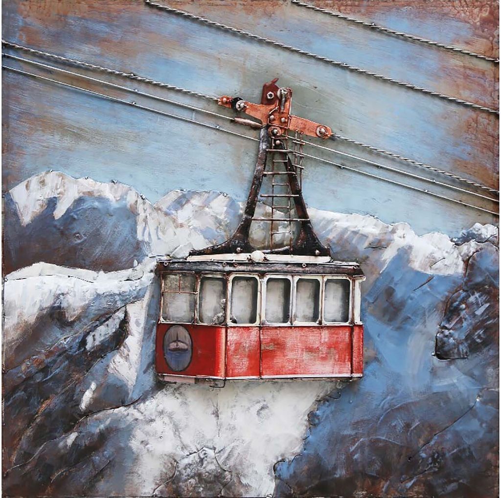 3D-Metallbild - Motiv: Seilbahn - 100 x 100cm