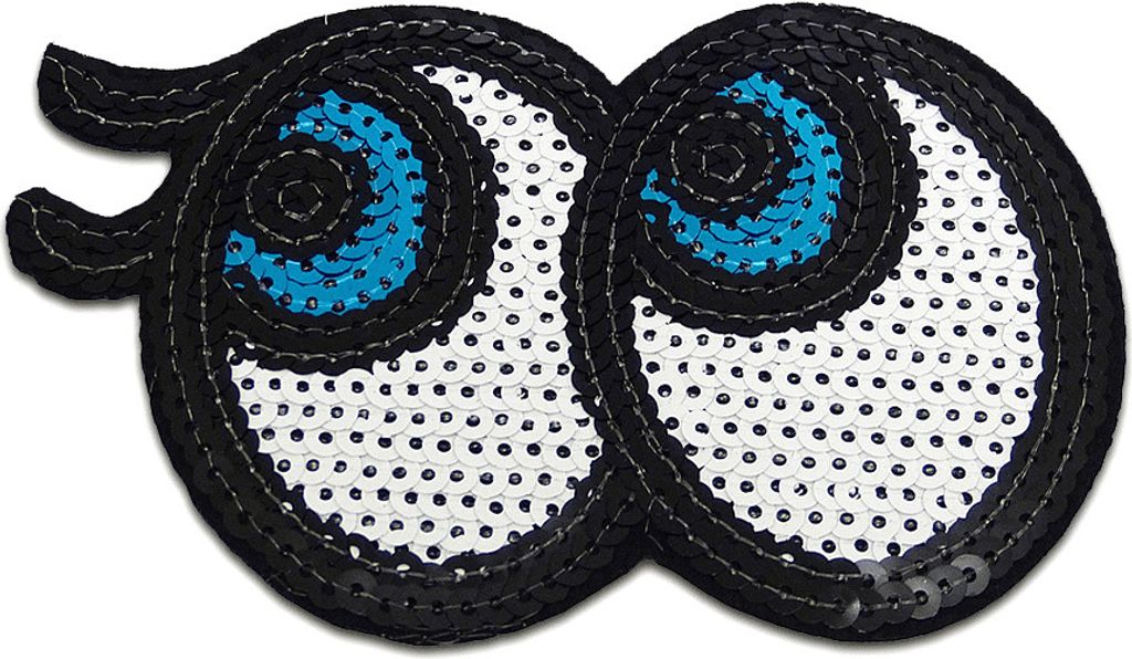 Augen Mit Pailletten - Aufnäher, Bügelbild, Aufbügler, Applikationen, Patches, Flicken, Zum Aufbügeln, Größe: 12,2 x 8 cm