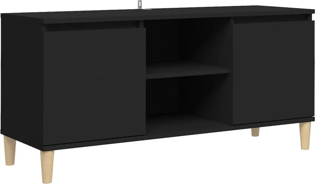 Mobile TV Scandinavo in Legno Massiccio Nero - Design d'Eccellenza
