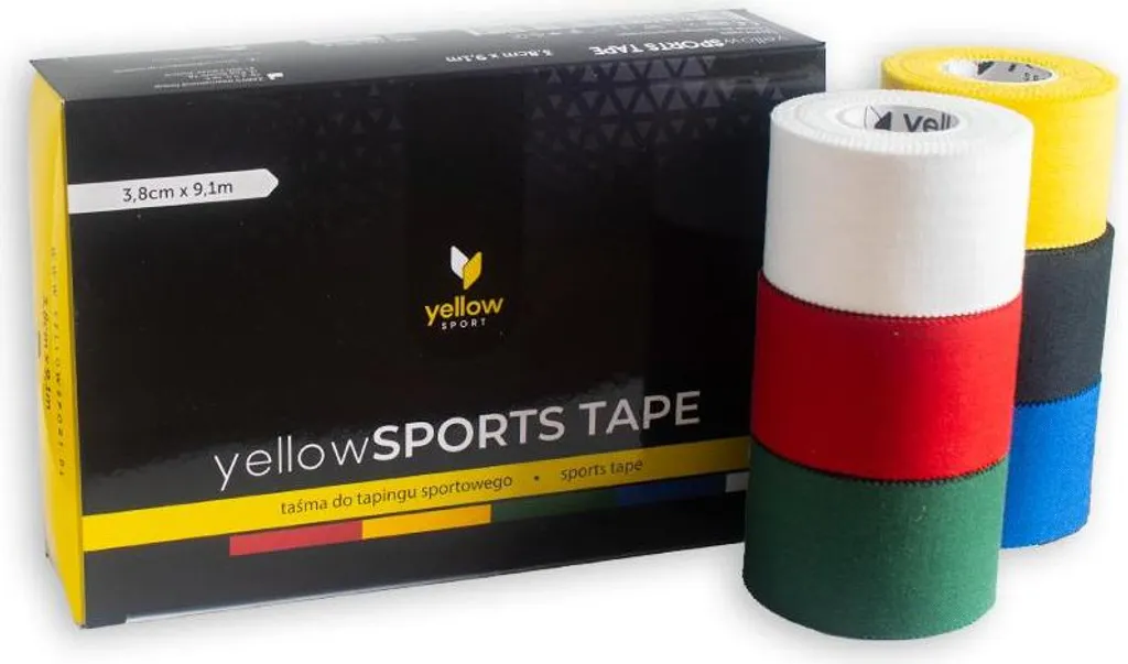 yellowSPORTS TAPE Ruban adhésif rigide 3,8 cm x 9,1 m Couleurs Mixte x6