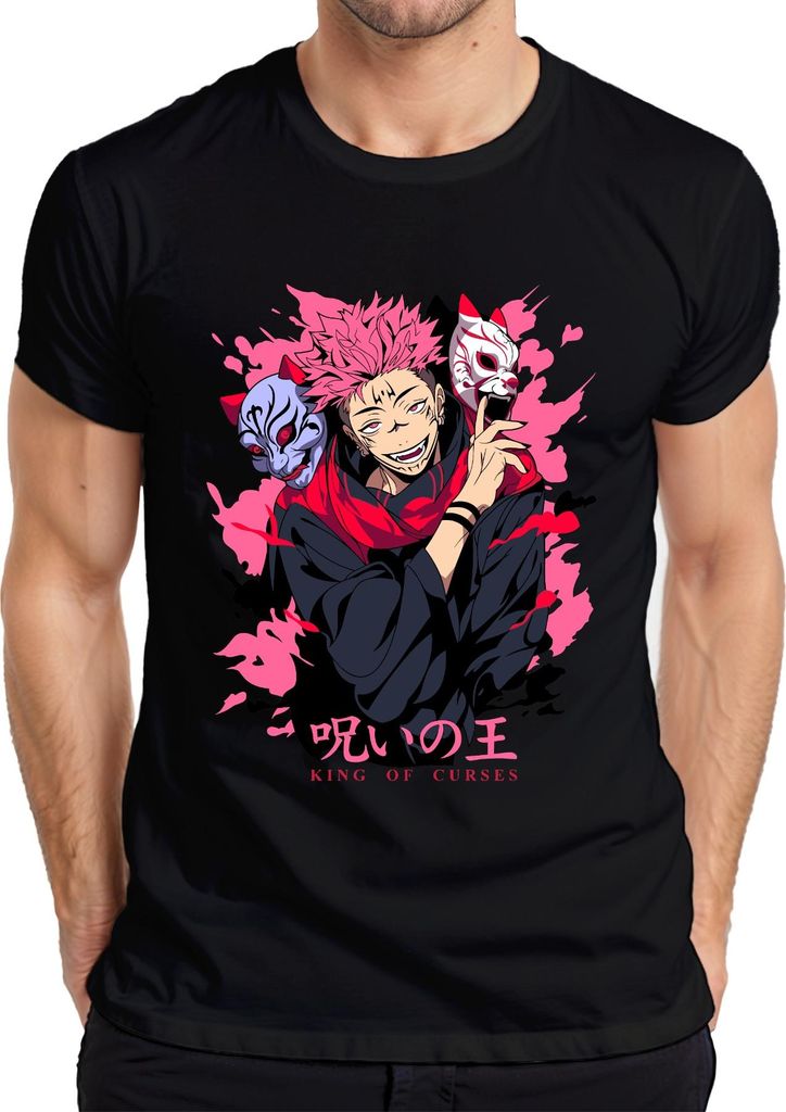 Jujutsu Kaisen Sukuna King of Curses Anime Ästhetik Geschenk Manga Herren T-Shirt, Schwarz, XXL