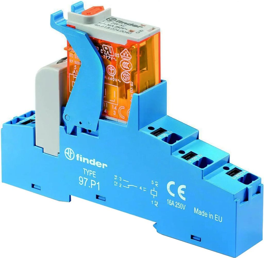 Finder Koppelrelais 230 V AC, 1 Wechsler 10 A, Push‐In, LED – 4C.P1, 10 Stk.