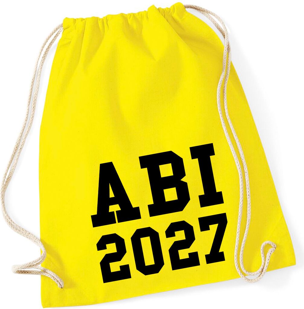Huuraa Turnbeutel ABI 2027 Abitur 12 Liter Yellow Baumwolle Rucksack Geschenkidee
