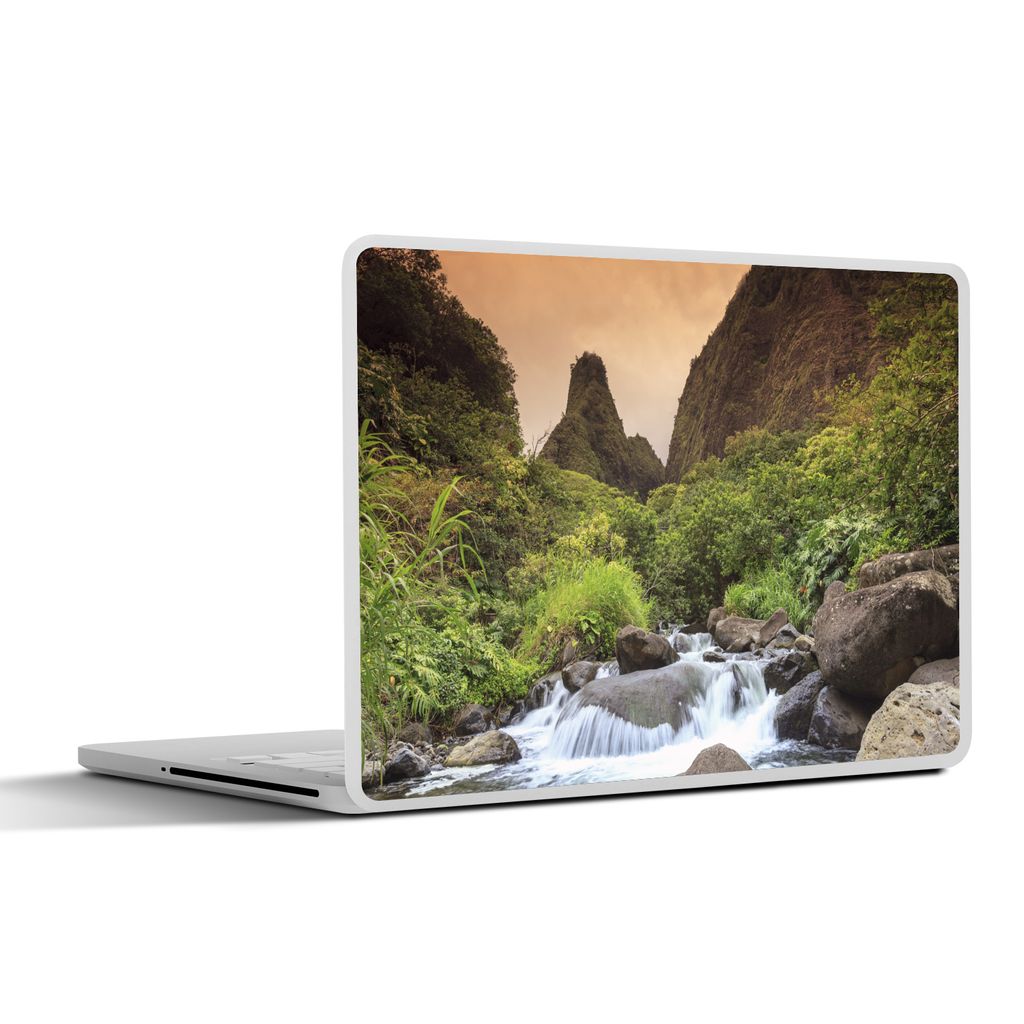 MuchoWow Laptop Aufkleber Sticker Cover Sonnenuntergang über den Wasserfällen in Maui, Hawaii 25x18 cm - Laptop-Deko