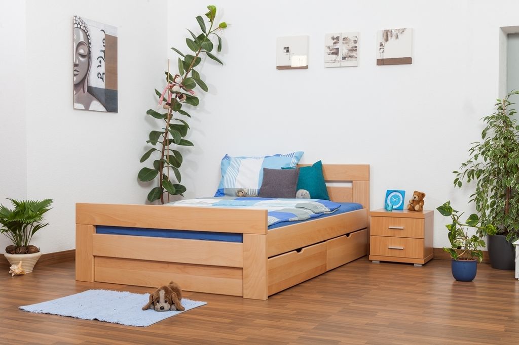 Buche Bett 140 x 200 cm Natur