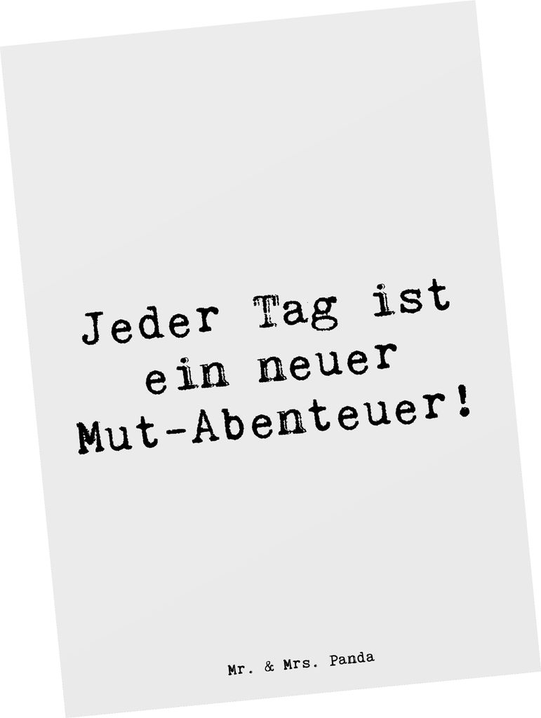 Mr. & Mrs. Panda Ansichtskarte Spruch Angst überwinden Abenteuer - Weiß - Geschenk, Freude, Gefühle, Mutmacher, Optimismus, bildkarte, Postkarte...