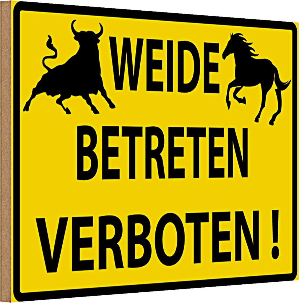 Holzschild Warnschild 30x20cm Weide Betreten verboten