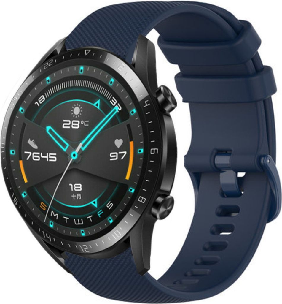 Strap-it Huawei Watch GT 2 Luxus Silikonarmband (Dunkelblau)