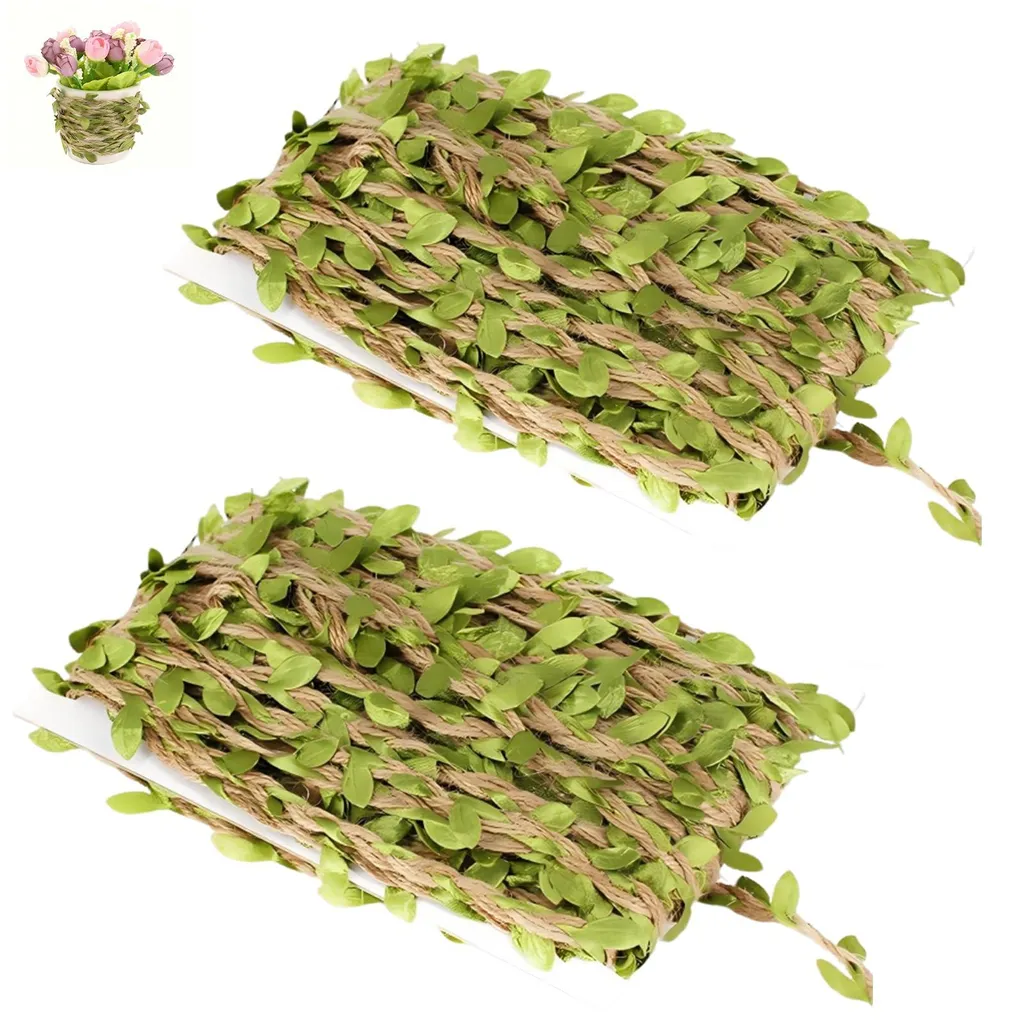 Ficelle de jute ornée de feuilles pour mariage et compositions florales