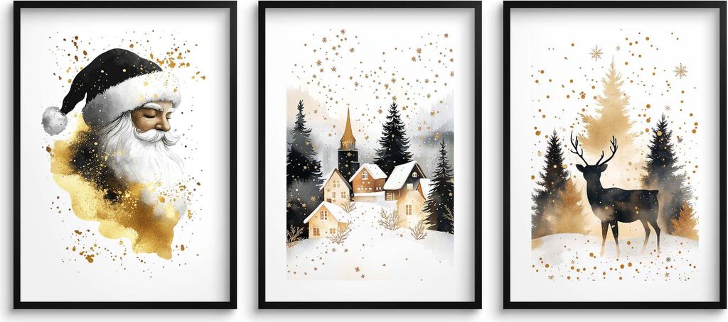 Poster für die Wohnzimmerwand Weihnachten Weihnachtsmann Winterlandschaft 3x50x70