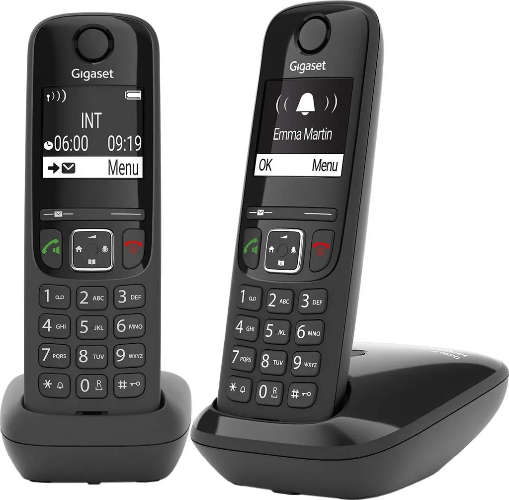 Téléphone Sans Fil Gigaset AS690 Duo Duo avec Deux Combinés Noirs