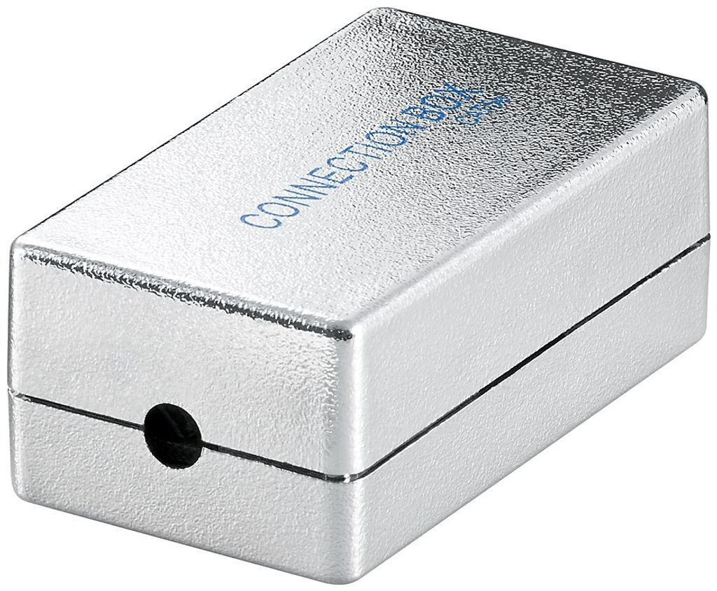 Goobay 50481 Netzwerk Verbindungs-/ Anschlussbox CAT 5e (100MHz), STP, STP, Silber - zum Verbinden von zwei Netzwerk-Installationskabeln