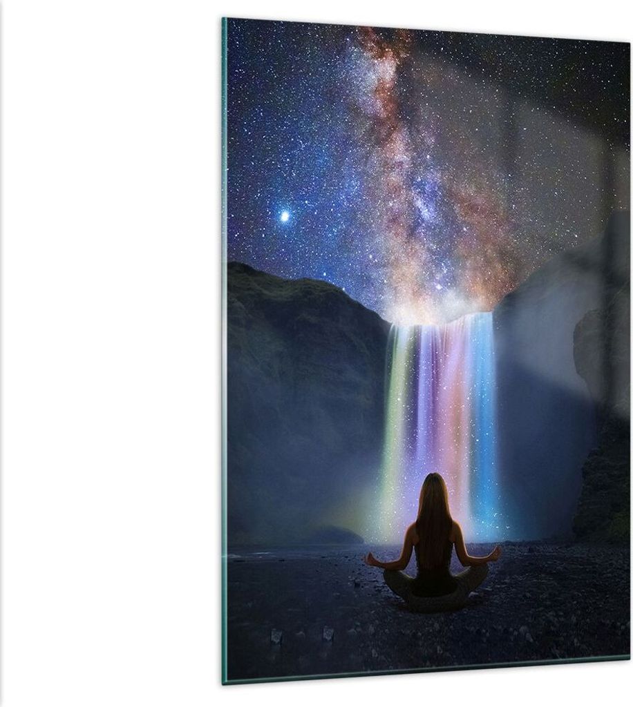 Bilder auf glas - Einteilig - Wasserfall die Sterne Meditation - 80x120cm - Glasbilder - Wandbilder - Bilder - Wanddekoration aus Glas - Glas Bilde...