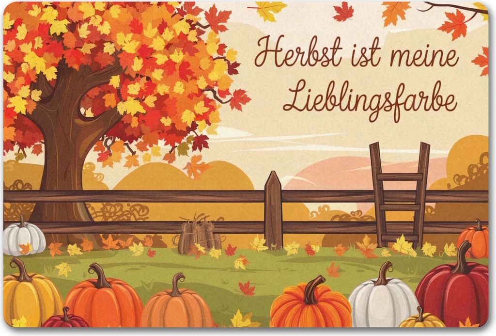Herbstliche Landschaft mit Kürbissen Fußmatte in 40x60 cm ohne Rand - Herbst