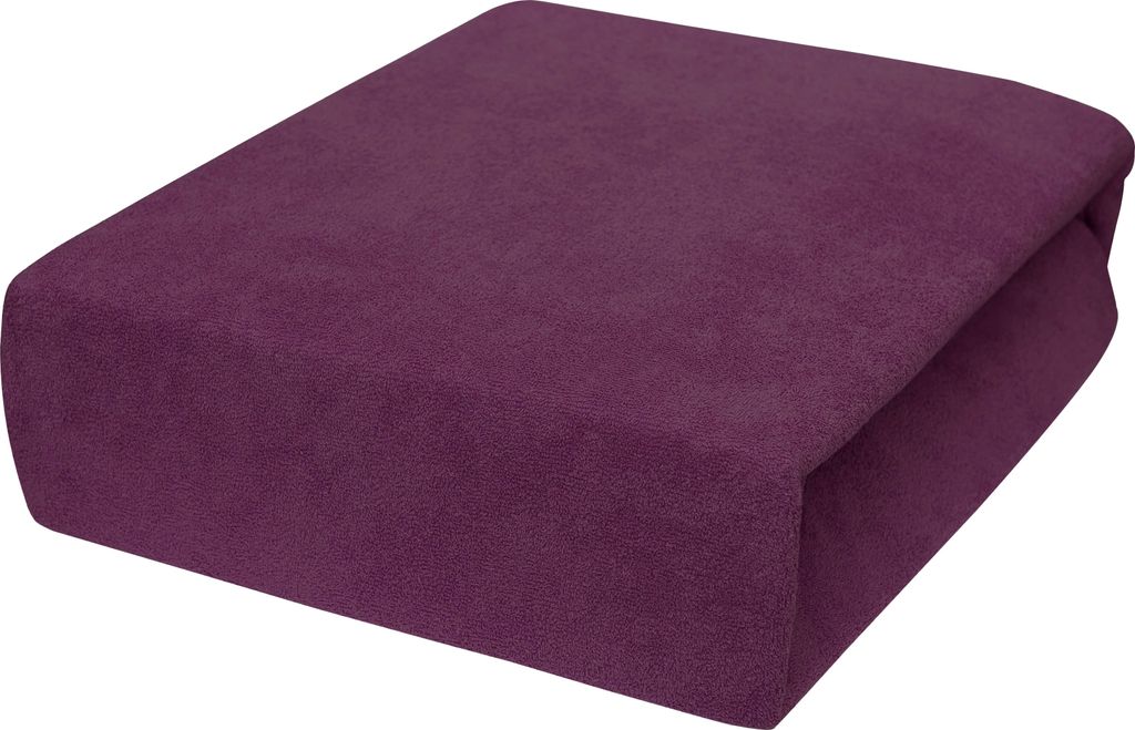 Spannbettlaken Frottee Pflaume 80x160 cm mit Gummizug – weiches elastisches Bettlaken aus Baumwolle, Polyester, Elasthan – EU, atmungsaktiv