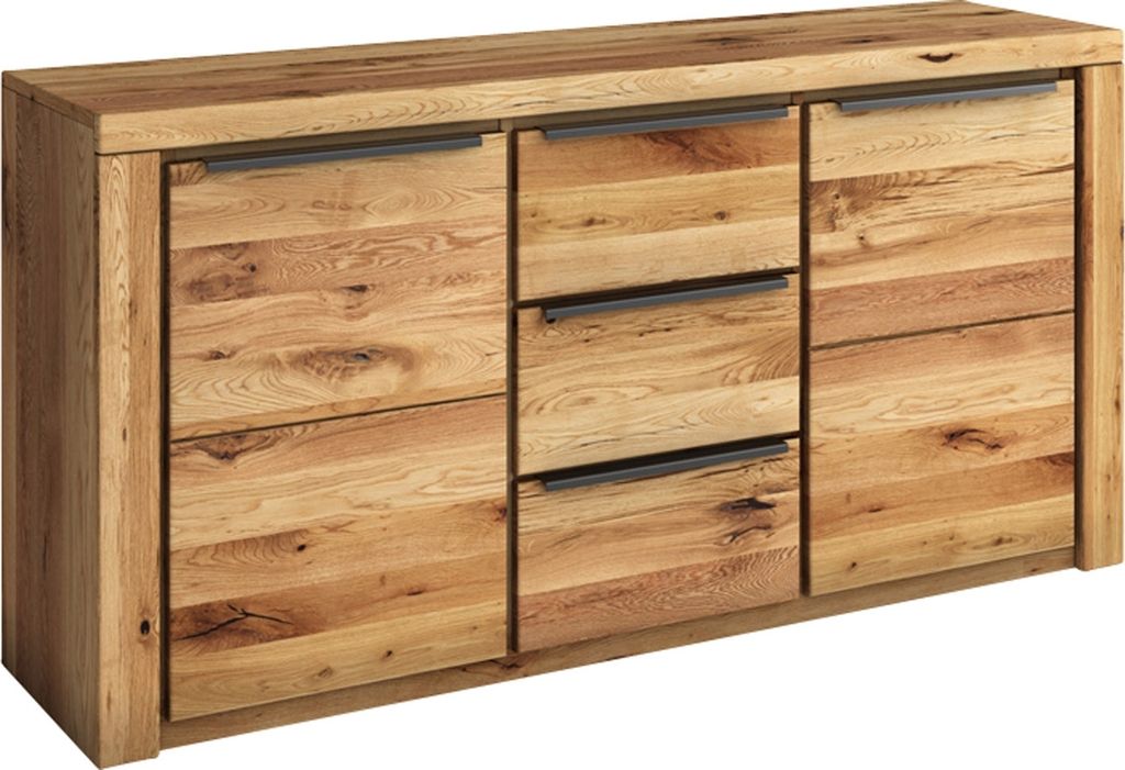 Sideboard - Eiche massiv - Eiche Nachbildung - 160 x 80 cm - 2 Türen - 3 Schubladen